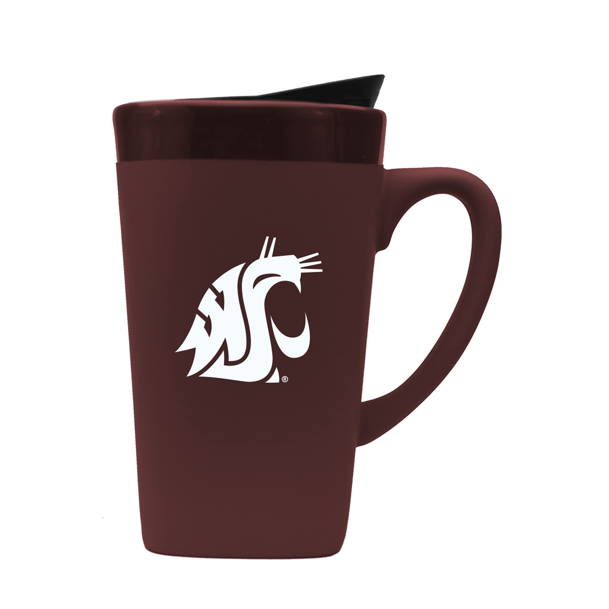 The Fanatic Group Washington State Cougars Ceramic Mug with Swivel Lid, Design 1 - Burgundy