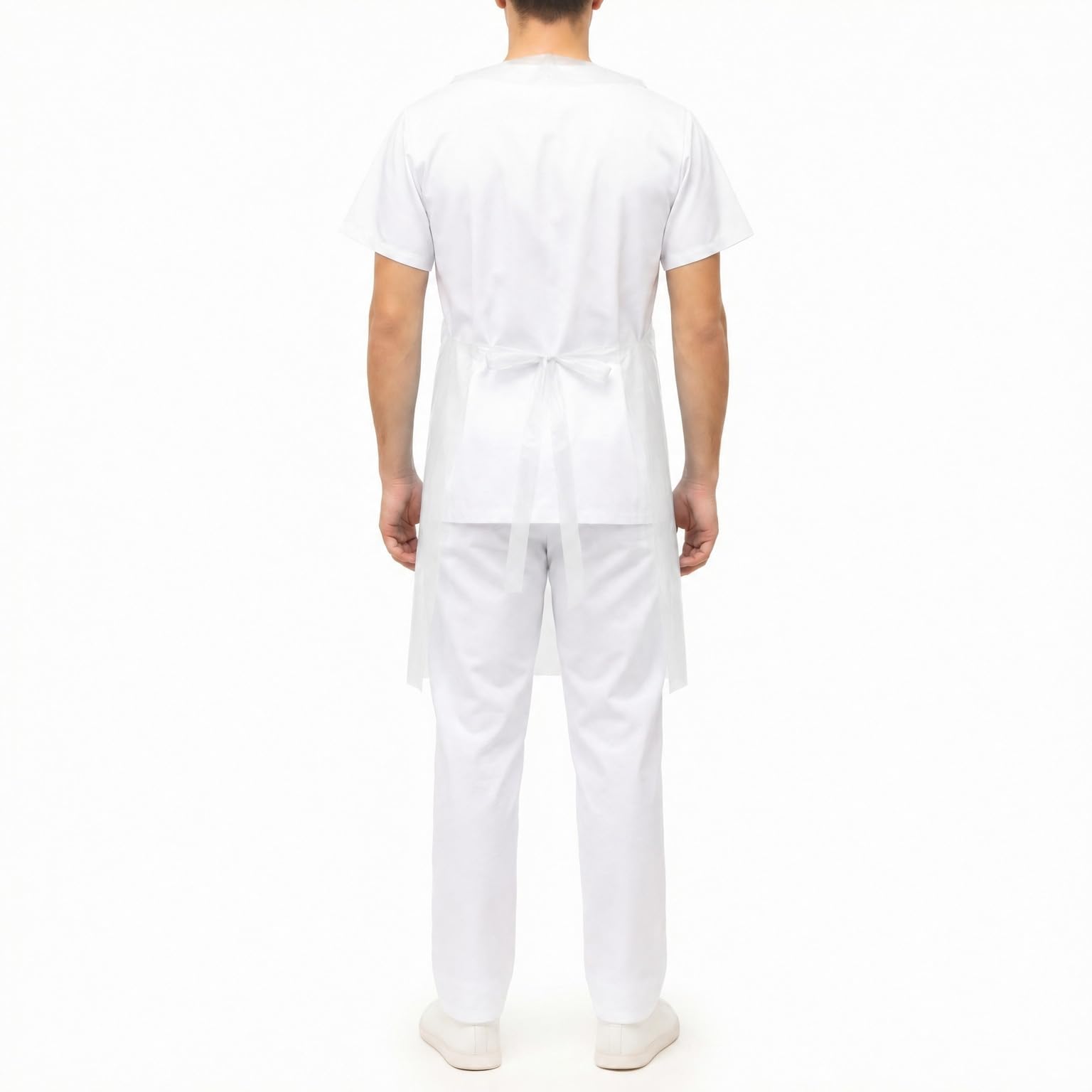 KMINA Grembiuli Monouso in Plastica, 107 x 69 cm, Bianco (1000 pz) | Usa e Getta, Polietilene LDPE Impermeabile, Lacci Posteriori, Contatto Alimentare, Cucina, Estetica, Laboratorio e Pulizie
