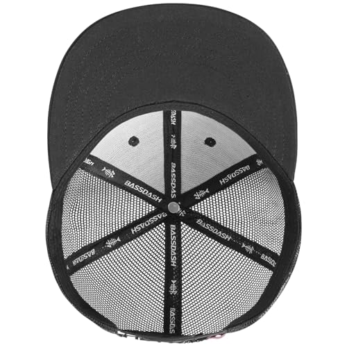 Image of BASSDASH Flat Brim Trucker Cap Adjustable Snapback Hat Mesh Back for Men Women