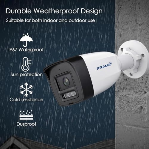 Image of PRAMA PT-NC140D3-WNM(D2) 4MP Fixed Bullet Network Camera, 2560x1440 Resolution, Smart Dual Light, Built-in Microphone, H.265 Compression, Weatherproof IP67