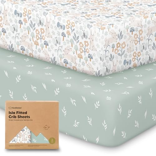 Image of KeaBabies 2-Pack Baby Crib Sheets for Boys, Girls - 52x28 Viscose Derived from Bamboo Toddler Bed Sheets Neutral, Fitted Crib Mattress Cover for Standard Baby Bedding, Soft & Cozy (Prairie)