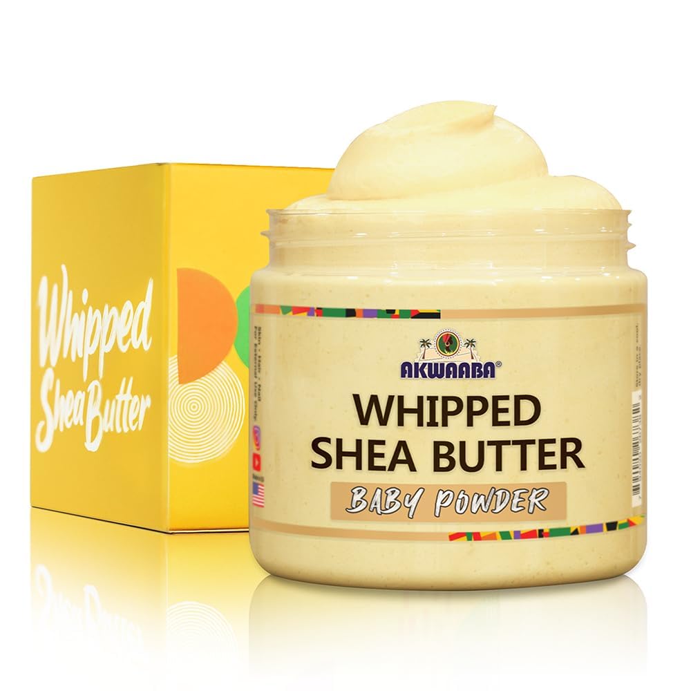 AKWAABA Whipped Shea Butter (Baby Powder) | 12 oz | Nourishing, Moisturizing & Hydrating | For All Skin Types