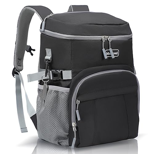 Lightweight Insulated Backpack Cooler - 30 Cans, Leak-Proof Camping & Beach Cooler, Ice Chest Backpack for Hiking & Travel (Black)