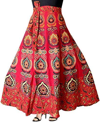 Radhe Collection Jaipuri Rajasthani Printed Cotton Maxi Fashion Skirts (Multicolor)