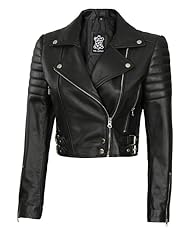 Janet - Black Cropped Body Leather Jacket