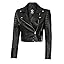Janet - Black Cropped Body Leather Jacket