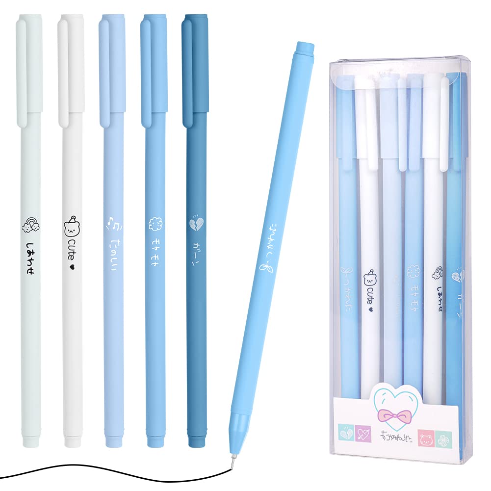 LiYiQ 48 Penne A Sfera Kawaii Antistress Con Testa OggiMobile – Penne Simpatiche Per Bambini, Forniture Scolastiche Divertenti E Regali Di Classe, Inchiostro Blu 0,5mm