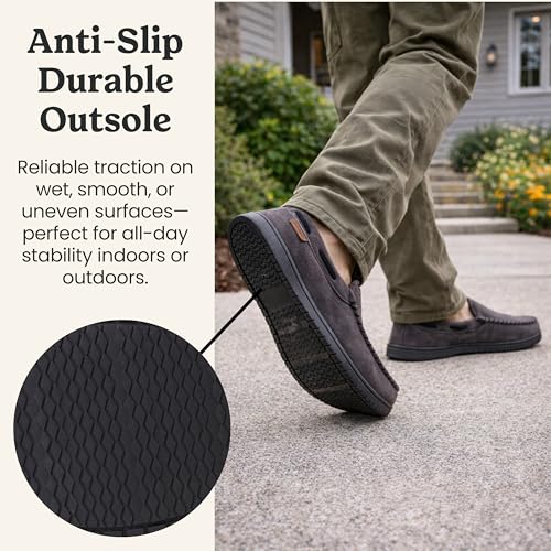 Image of Dearfoams Men's Keaton Moccasin House Shoes With Memory Foam, Indoor Slippers With Wide Widths