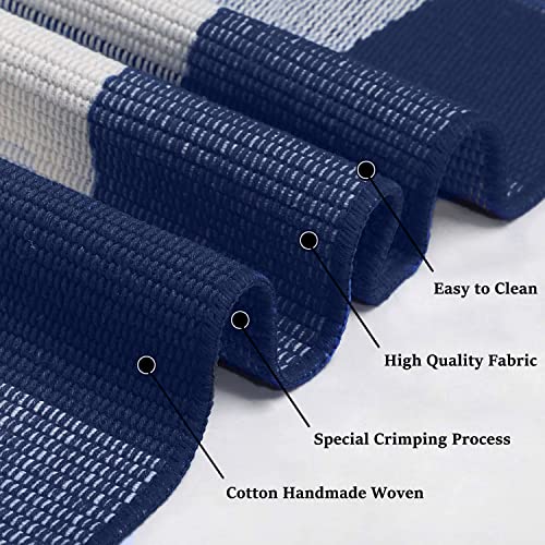 Kilococo ZANGLAN70X110 Buffalo Plaid Checkered Rug 27.5X43 Inches Front Door Mat Outdoor Blue And White Rug Cotton Washable Front Porch Rug Layered Doormats thumb #1