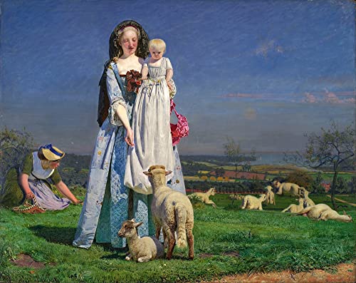 Impression prints toile de maître les jolis agneaux, œuvre haut de gamme Madox Brown 60x90
