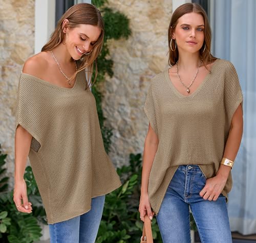 Arach&Cloz Women Crochet Tops 2025 Summer Wool Blended Sweater Vest Short Sleeve Fashion Outfits Oversized Coverup3