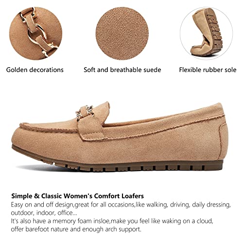 Cvistpieo Loafers For Women Business Casual Shoes Comfortable & Lightweight Penny Loafers Slip On Work Flats Suede Beige Size 9.5 thumb #2