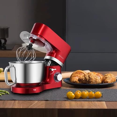 Stand Mixers for Baking Kitchen Aid RS-1503 Chef Machine 5.5L 1500W Mixing Pot With Handle Red Spray Paint - Image 8