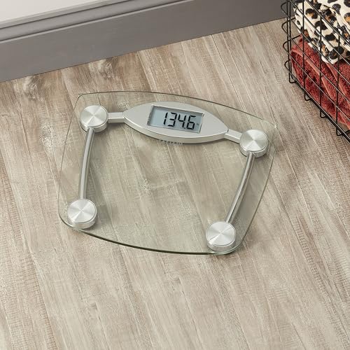 Image of Taylor Digital Bathroom Scale, Body Weight Scale, Instant On and Off, 400 lb Capacity, Sturdy Clear Glass with Chrome-Finish Base
