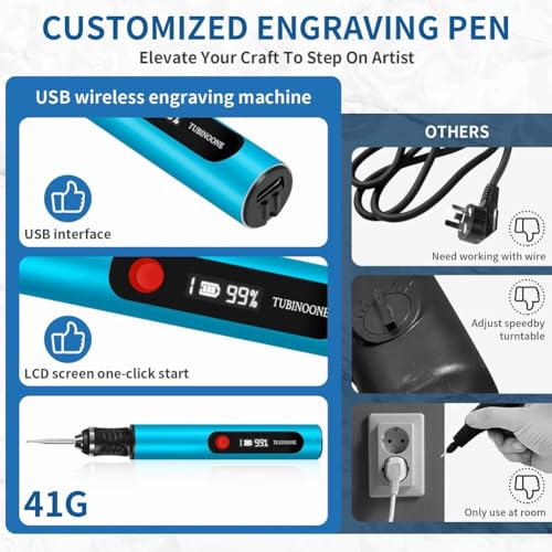 Stylo de gravure rechargeable sans fil avec guide et 30 embouts interchangeables