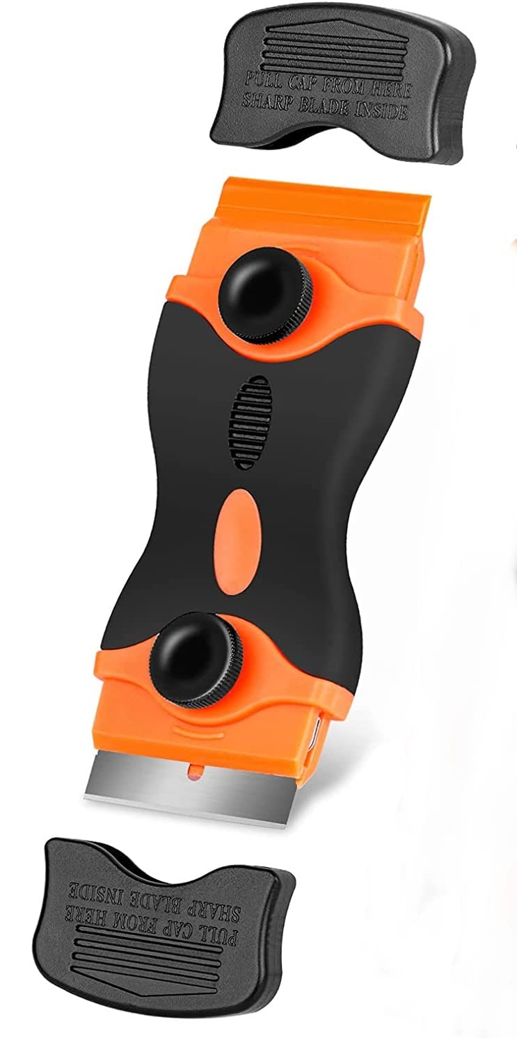 SCHOFIC Glue Remover Mini Razor Plastic Double Edged Blade Scraper with Steel Blades for Scraping Labels, Decals from Glass, Windshields (1)