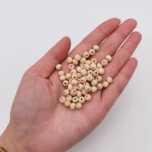 Miniatura 4 de INSPIRELLE 120 cuentas de madera natural de 0.78 pulgadas (0.787 in), redondas sin terminar, cuentas sueltas de madera de gran tamaño, cuentas