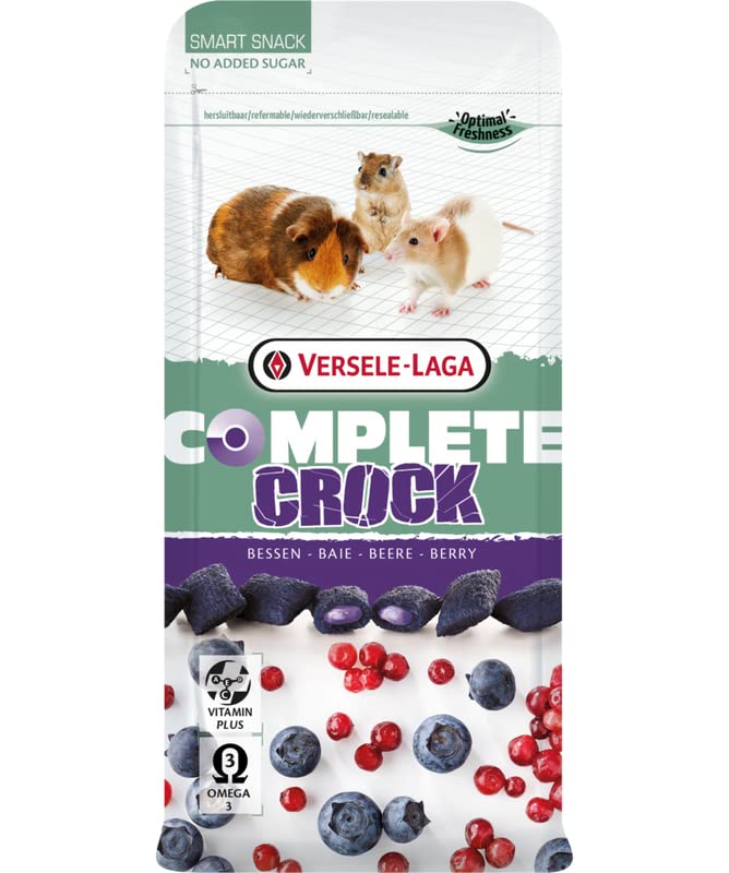 Versele-Laga Kompletna jagoda Crock | potrójne opakowanie | 3 x 50 g | Przekąski dla królików i gryzoni | Chrupiąca i miękka skorupa nadziewana jagodami | Łatwe do trawienia i bez dodatku cukru