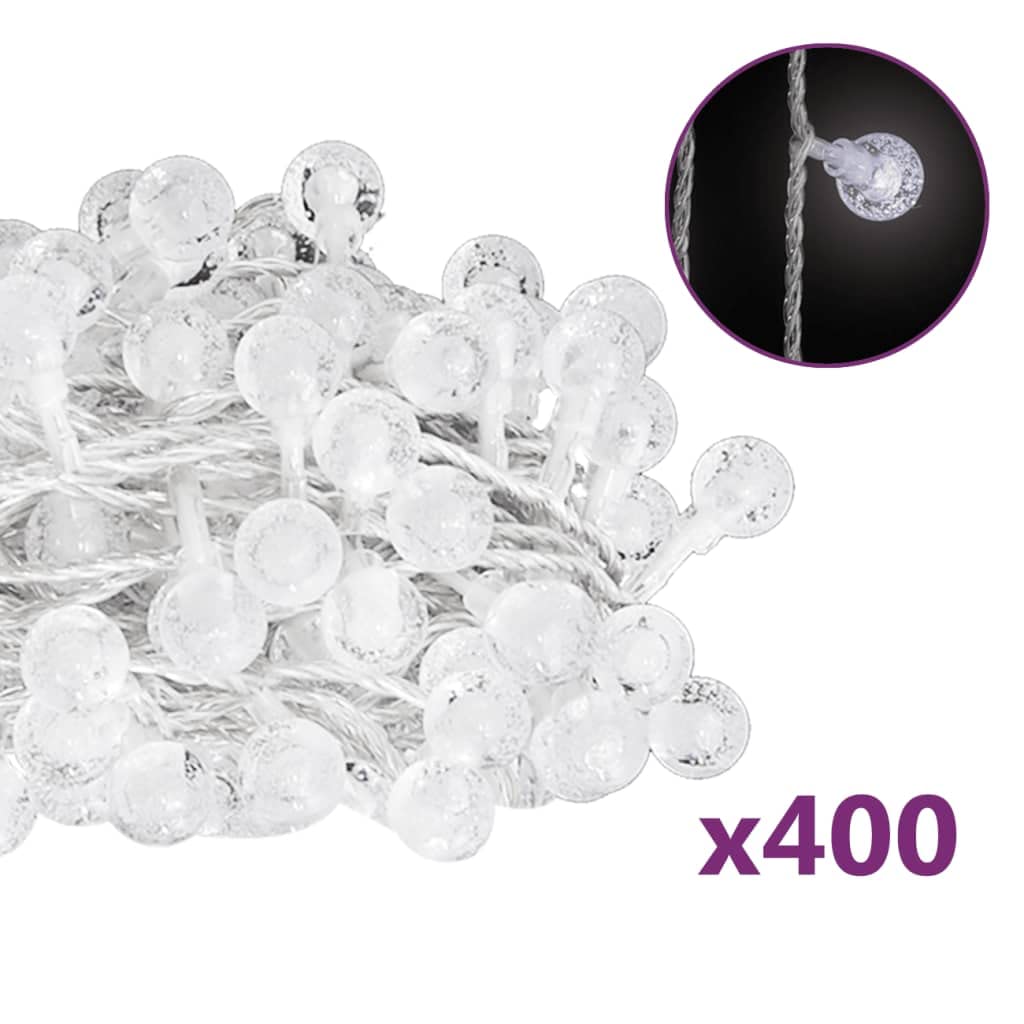 Homgoday Guirnalda de luces de globo de 40 m, 400 LED, blanco frío, 8 funciones, luz de Navidad, luz de Navidad, decoración de Navidad para interiores y exteriores, fiesta de boda