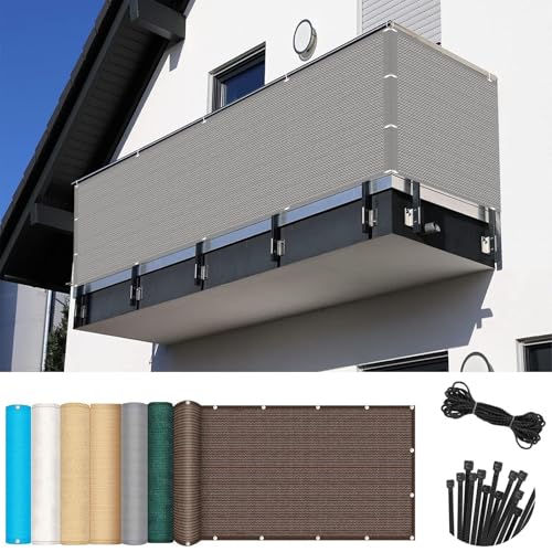 Filet occultant pour balcon gris clair pour un espace intime - 2