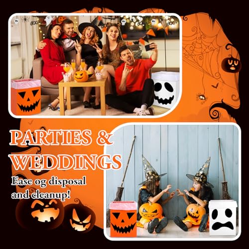 6 Canecas de Basura Desechables Halloween Naranja y Blanco miniatura 7