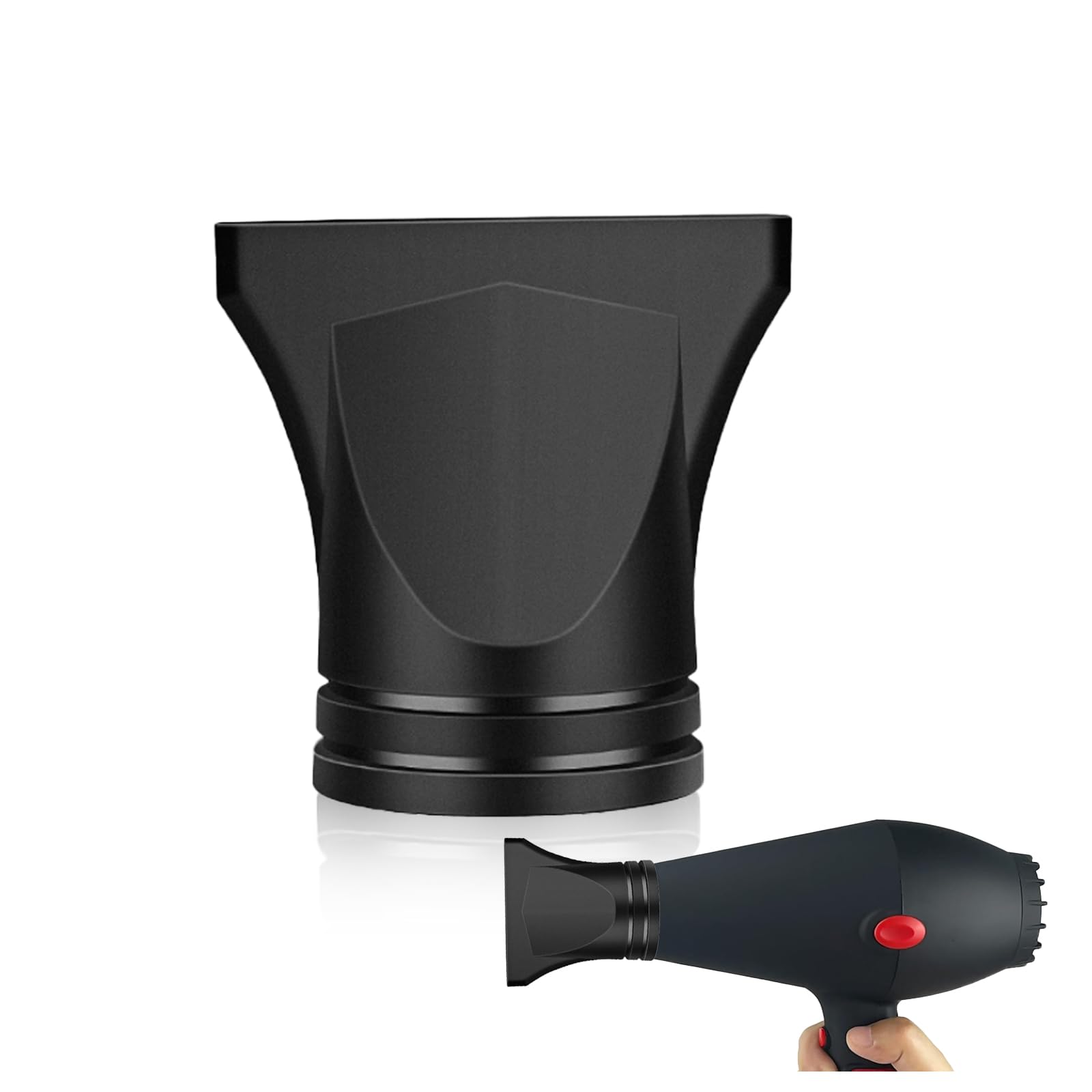 Photo 1 of UAIAGM 1PCS Hair Dryer Attachment Black Plastic Blower Nozzle Replacement Styling Tool for Home Use or Professional Salon Hairdressing Blow Outer Diameter 4.2cm to 4.6cm