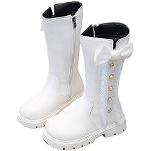 kkdom Girls Knee High Riding Boots Cute Bow Riding Boots Non Slip Side Zipper Boots Fur Lined Tall Waterproof Winter Boots