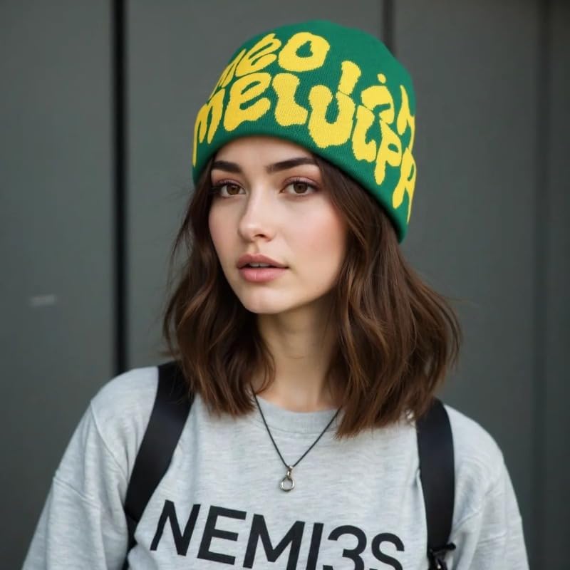 Unisex Y2K Letter Printing Knitted Hat Hip-hop Letter Hats Warm Winter Outdoor Caps for Women Man Pullover Hat image 4