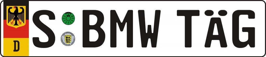 Custom Vanity Plates - German Stuttgart License Plate S BMW TAG with Registration Seals