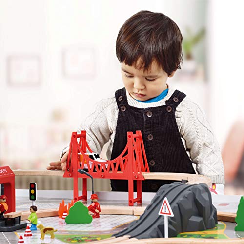 Giant Bean 70Pcs Wooden Train Set With Battery Locomotive Train Fits Thomas, Brio, Chuggington, Melissa Wooden Train Tracks, Expandable Train Toys For 3+ Years Old Girls & Boys #TOP6