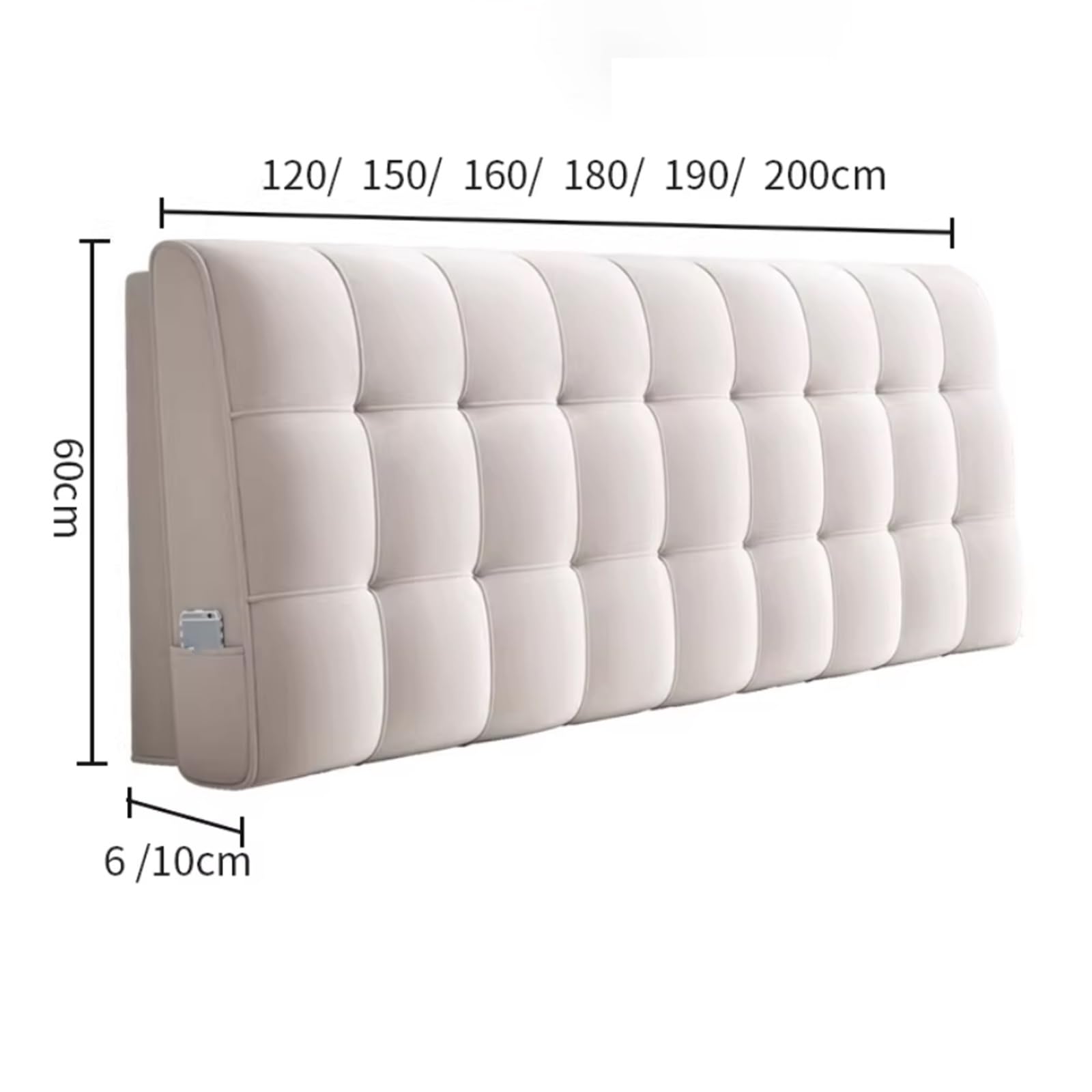 Panneau mural rembourré pour tête de lit, dossier en flanelle avec coussin de soutien lombaire amovible pour grand lit, facile à nettoyer