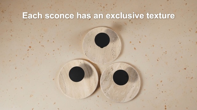 Image of Round Wall Sconce, Natural Marble Hardwired Circular Sconce Modern Sconces Wall Lighting Vanity Light Fixtures for Bedroom, Stairs, Living Room, Bedside(Roman Travertine)