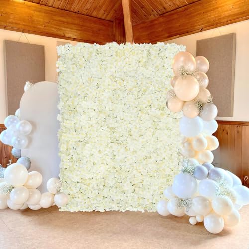 Image of 12pcs Flower Wall Panel Backdrop 3.5x4.6ft 3D Artificial Flower Wall Hydrangea Flower Backdrop Floral Background for Wedding Party Birthday Home Photo Decor
