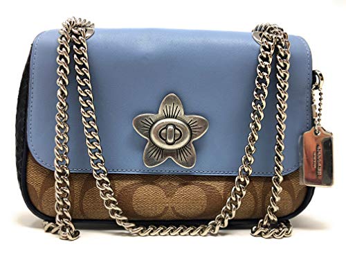 coach ワンショルダーバッグ シグネチャー ターンロック ブラウン ブルー coach ワンショルダーバッグ シグネチャー ターンロック