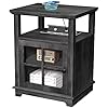 End table with charging station side table with storage black wireless charging end table for living room  urban country home decor