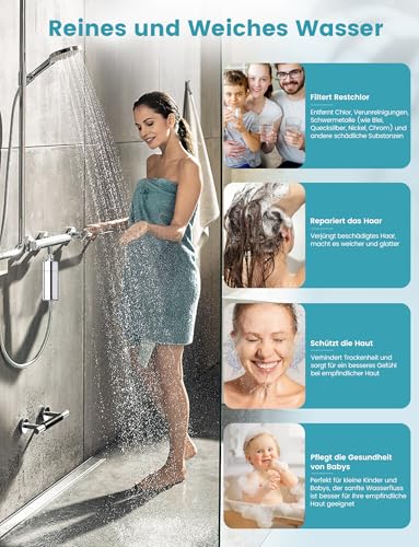 MEKO 32-Stufen Duschfilter, Ersetzbare Shower Filter Duschwasserfilter für hartes Wasser, Reduziert Chlor, Verunreinigungen, Schwermetalle, Filterkapazität 20,000 L, 1 Ersatz-Filterpatrone
