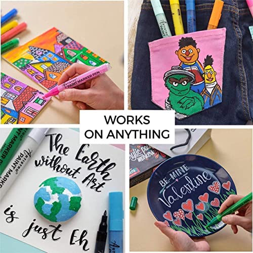 Artistro Acrylic Paint Markers Pens – 30 Acrylic Paint Pens Medium Tip (2Mm) - Great For Rock Painting, Wood, Fabric, Card, Paper, Ceramic & Glass - 28 Colors + Extra Black & White Paint Marker Set #TOP4