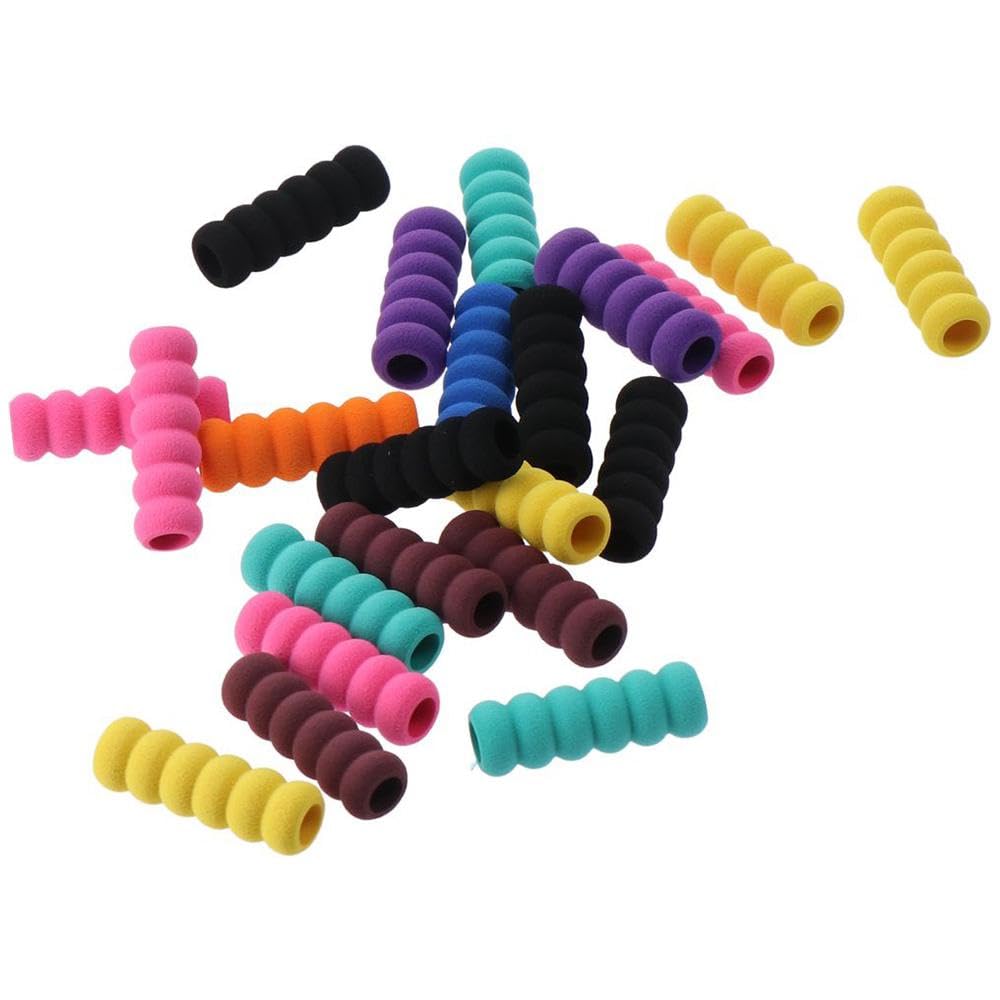hobbyhub 60pcs Mixed Colors Soft Foam Pencil Grips,Random Colorful Painting Drill Pencil Pen Grippers for Drawing, Writing - Image 4