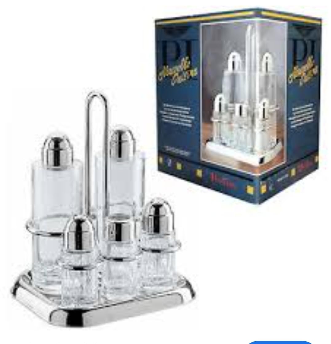 Pinti Inox, Oliera Set Olio e Aceto 4 Pz Nouvelle Cousine Made In Italy
