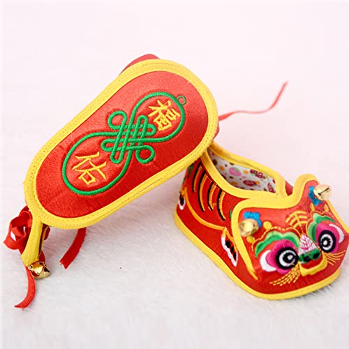 Tiger Style Shoes Mary Jane Shoes for 0-6 Month Chinese Style Handmade Baby Toddler Shoes Celebration Full Month3