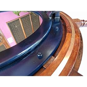 Nagina International Heavy Nautical 36" Ship Wheel with Brass Ring & Blue Porthole Mirror - Pirate Decor 51OrNeCls L. SS280