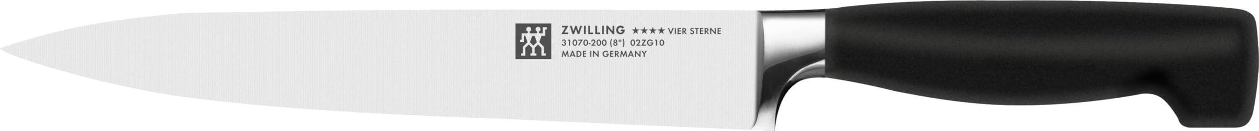 ZWILLING Vier Sterne Messerset, 2-teilig (Fleischmssser 20 cm und Fleischgabel 18 cm) Rostfreier Spezialstahl, Ergonomischer Kunststoff-Griff, Schwarz [Made in Germany]