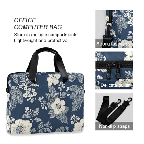 Maletín para laptop 15.6" con diseño flores navy miniatura 6