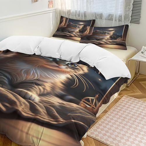 Ensemble linge de lit microfibre chat 3D aux finitions premium 240cm - 5