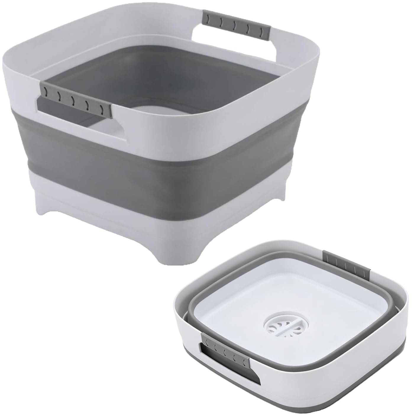 Portable Sink, Collapsible Wash Basin With Drain Plug, Dish Pans For Kitchen Sink, Multiuse Kitchenware, For Rv, Camping, Vegetable, Bottles(Gray)