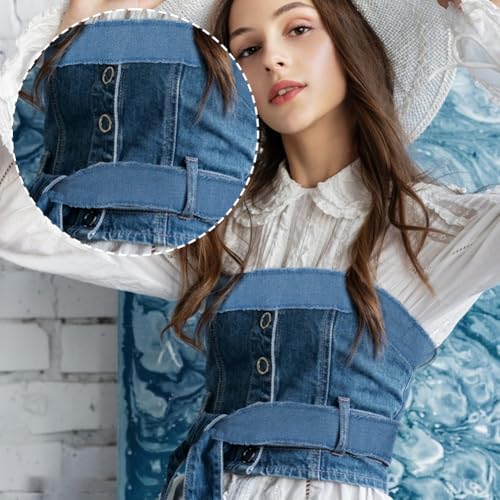 Ruban bleu denim en coton effiloché de qualité supérieure pour couture