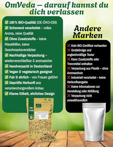 BIO Ingwer Stückchen Geschrotet Geschnitten | Ingwerstücke Ingwerwurzel Ginger | BIO-Qualität | Für Küche Tee Ingwer Shot Smoothie | OmVeda Gewürze (200g)