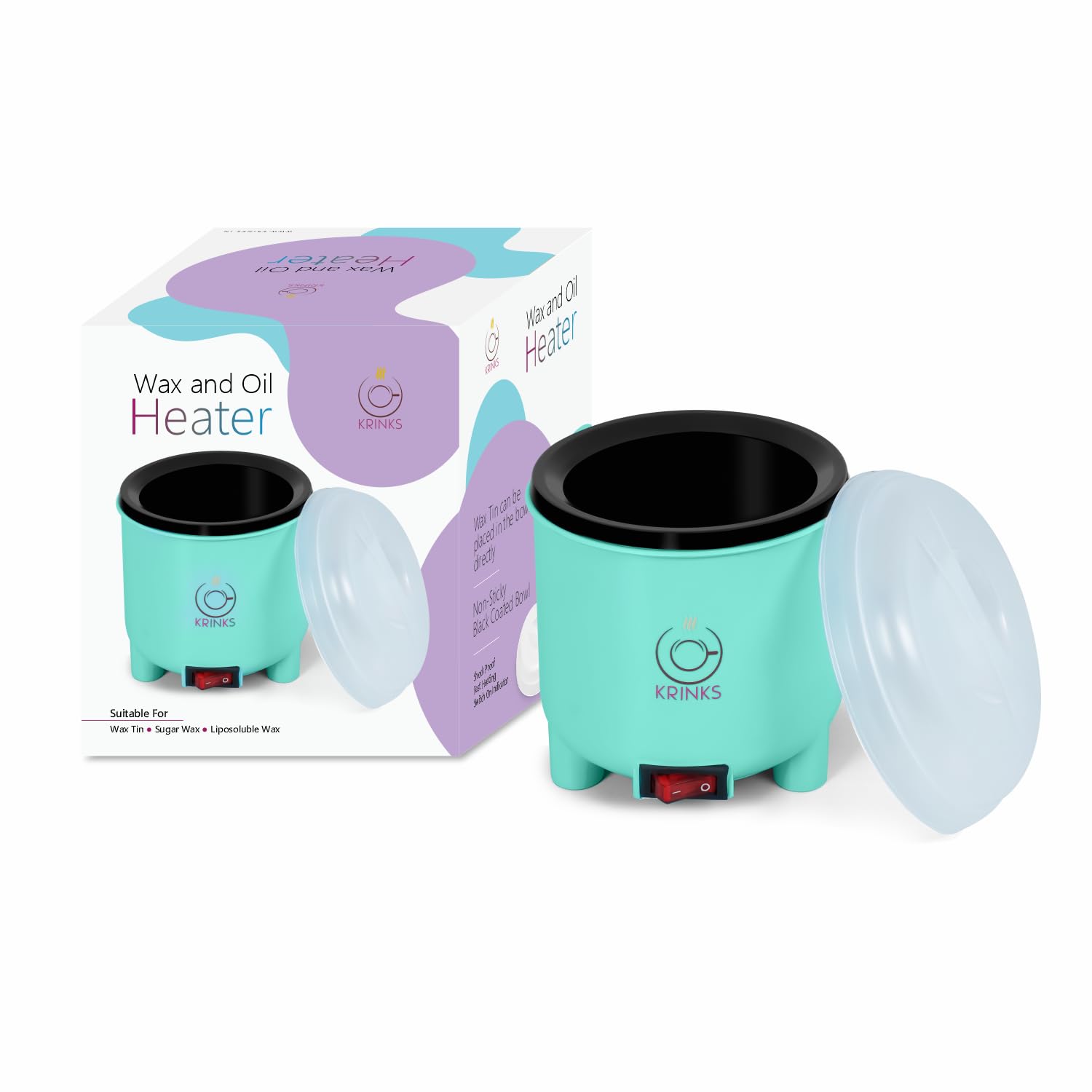 KRINKS® Wax Heater for Waxing for Women with Black Coated Bowl | Fast Heating, Easy to Use, Consistent Temperature Wax Heater for Home Use | Sea Green Color