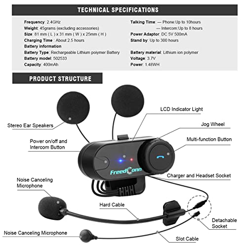 Intercomunicador casco moto con música compartida FreedConn T-COMVB bluetooth pack doble 2