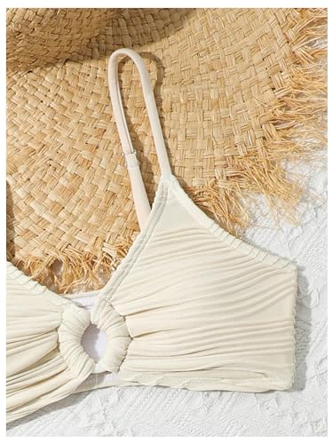 Milumia Girl's Cute 3 Piece Swimsuit Textured Bikini Set with Beach Cover Up Skirt Bathing Suit4